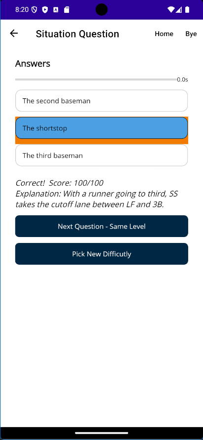 Situation Prep showing the result and answer explanation